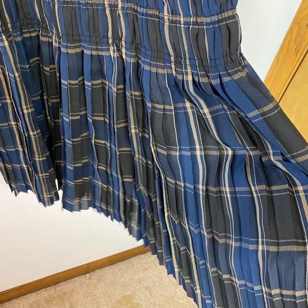 Current Air Los Angeles Prep School Plaid Pleated Long Sleeve Mini Dress - Picture 9 of 10